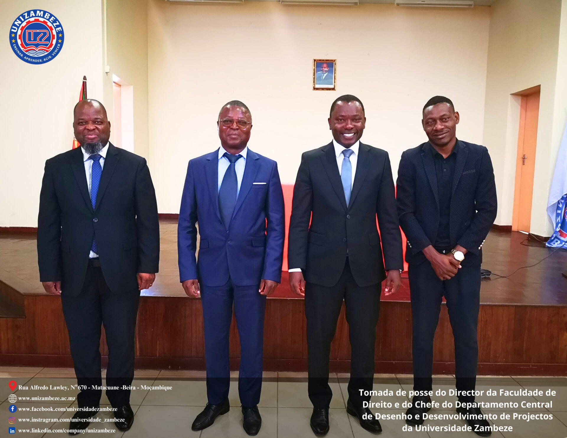 Tomada de posse do Director da Faculdade de Direito e do Chefe do Departamento Central de Desenho e Desenvolvimento de Projectos da Universidade Zambeze